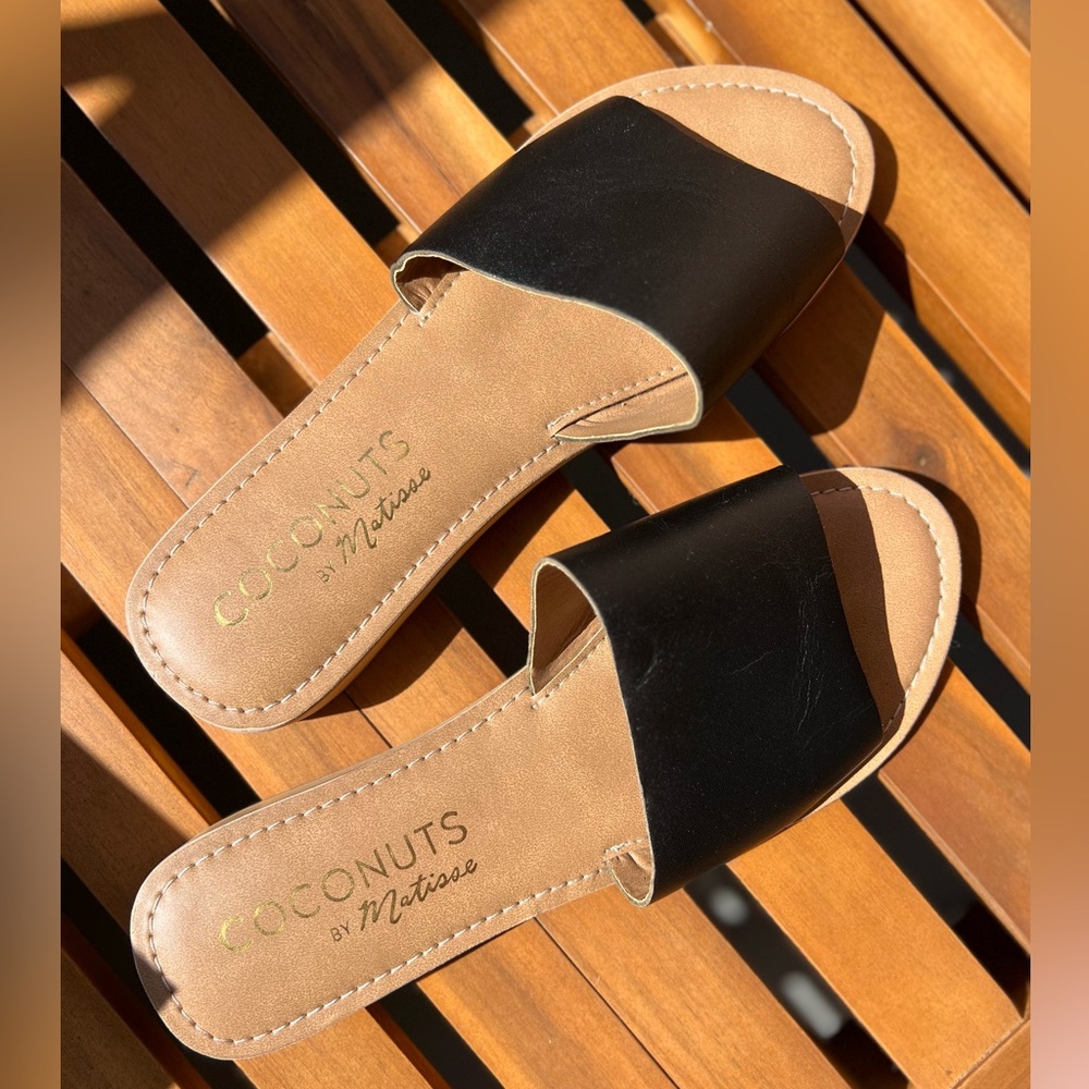 Coconuts by Matisse Tiki Slide Black Leather Sandal